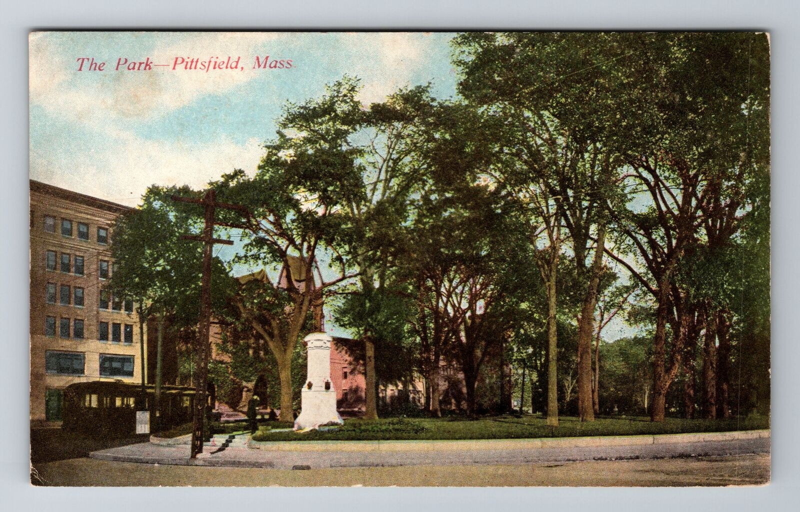 Pittsfield, MA-Massachusetts, The Park Statue Antique, Vintage Souvenir Postcard
