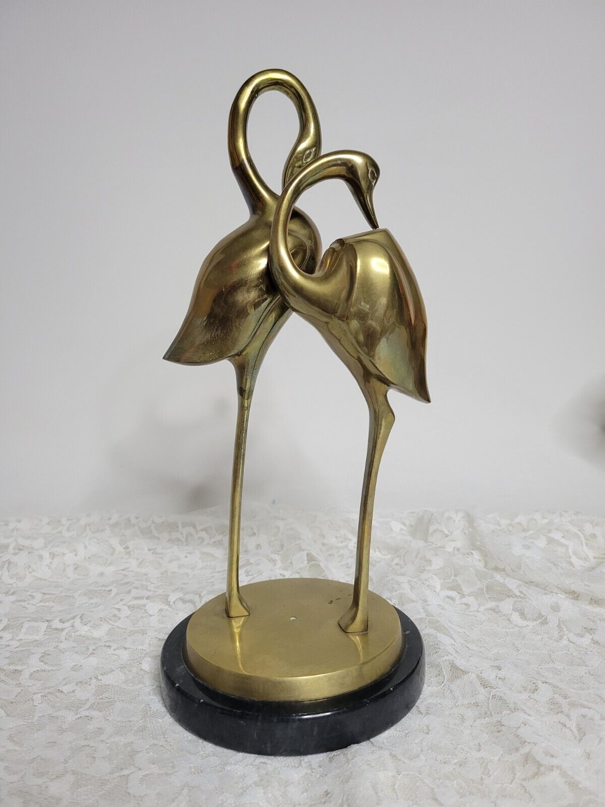 Vintage Pair MCM Brass Cranes Egrets Herons Figurines 12.5