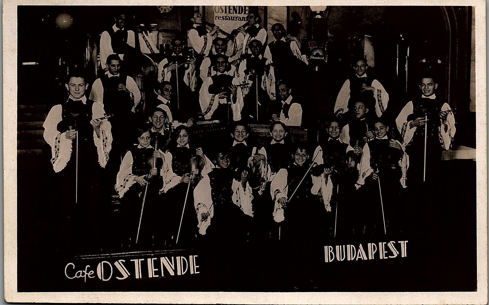 c1920 BUDAPEST HUNGARY CAFÉ OSTENDE BAND ORCHESTRA REAL PHOTO POSTCARD 39-165