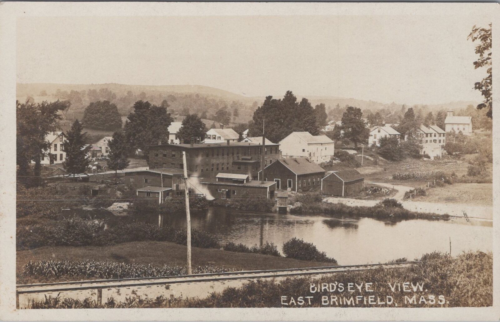 Auger Shop East Brimfield Massachusetts Railroad Mills RPPC c1900s Postcard