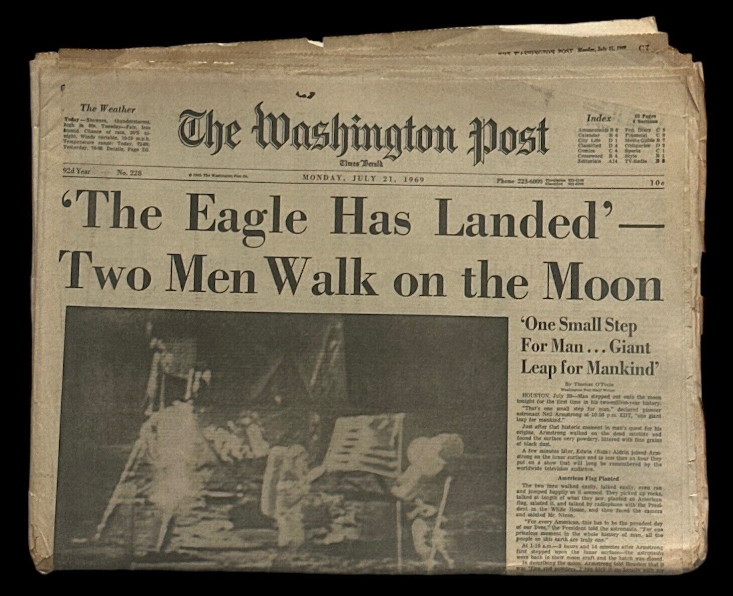 The Washington Post July 21, 1969 The Eagle has landed Newspaper - Intact