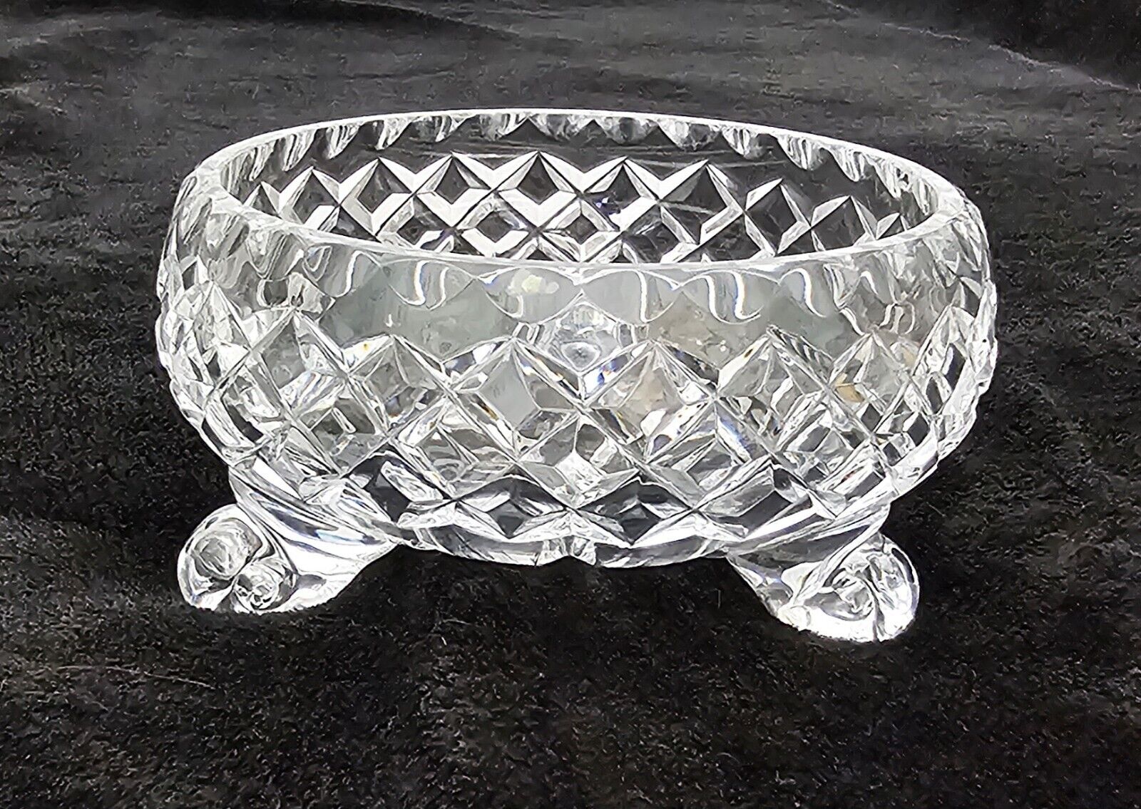 Antique Rare & Unique Gorham Crystal Tri-Footed Bowl Perfect Diamond Pattern