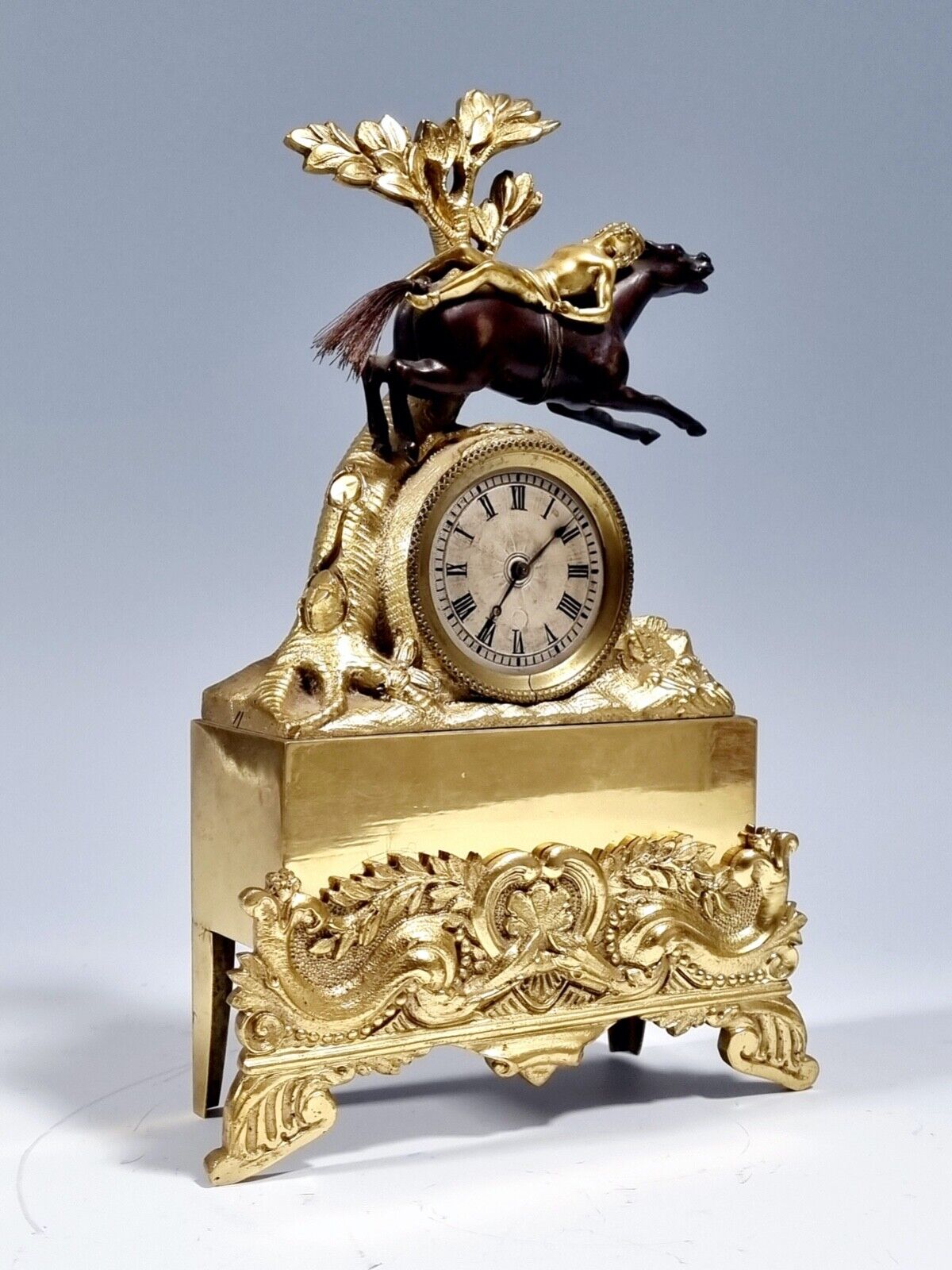 Rare Antique Regency Verge Fusee Bronze & Ormolu cased mantle timepiece. c1820