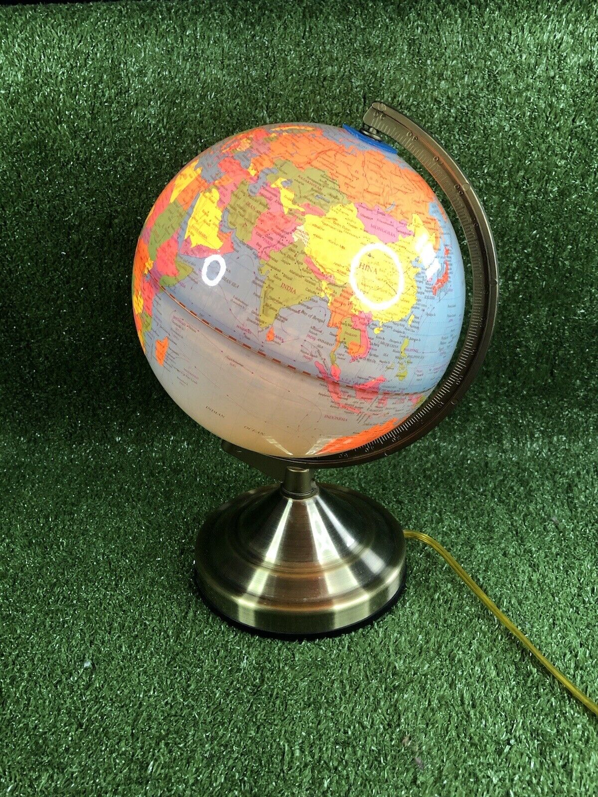 Vintage Portable Luminaire Lamp Earth Globe Spinning Axis Works New Bulb