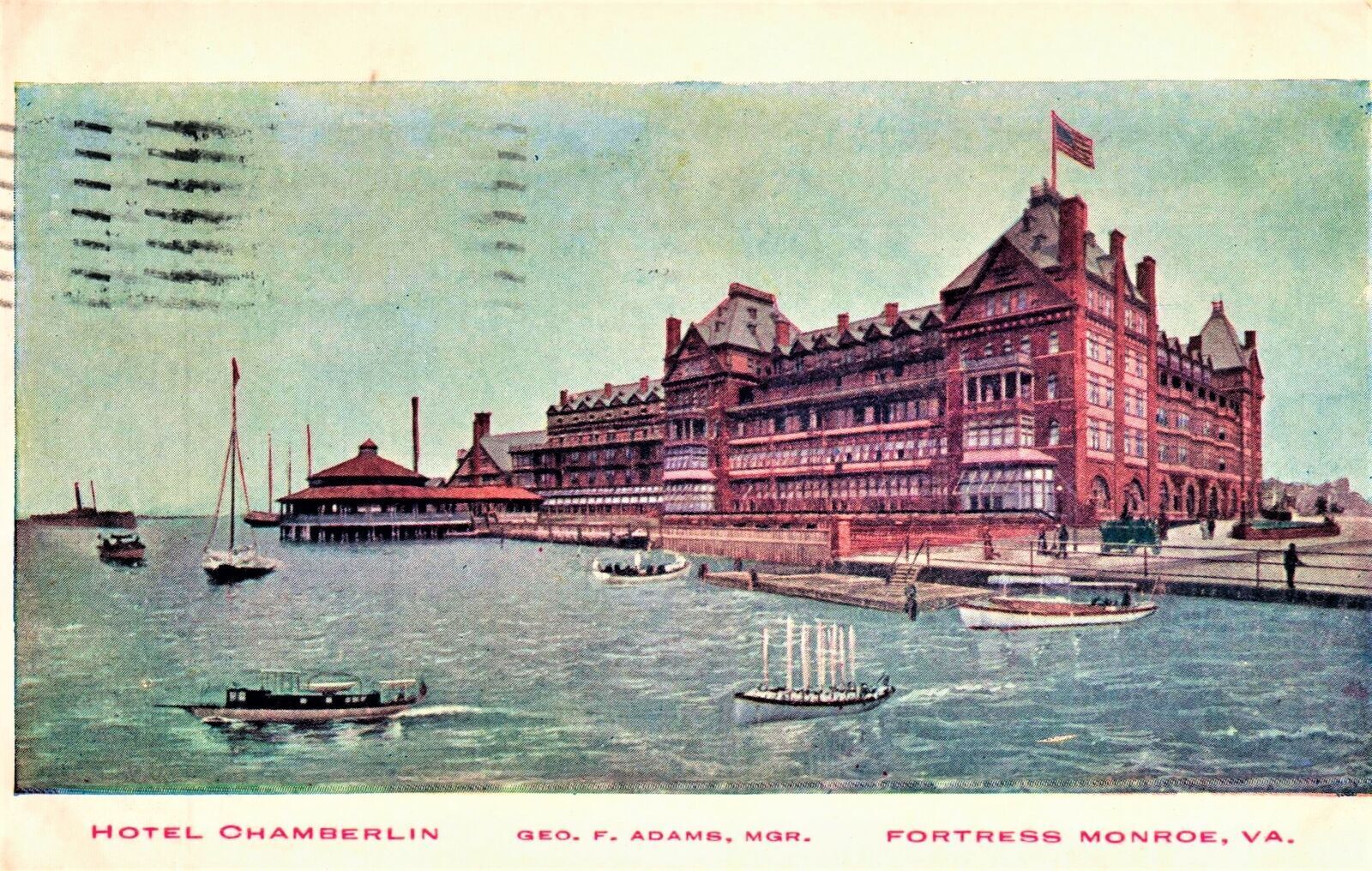 VINTAGE POSTCARD HOTEL CHAMBERLAIN FORTRESS MONROE VIRGINIA 1898 ANTIQUE FRESH