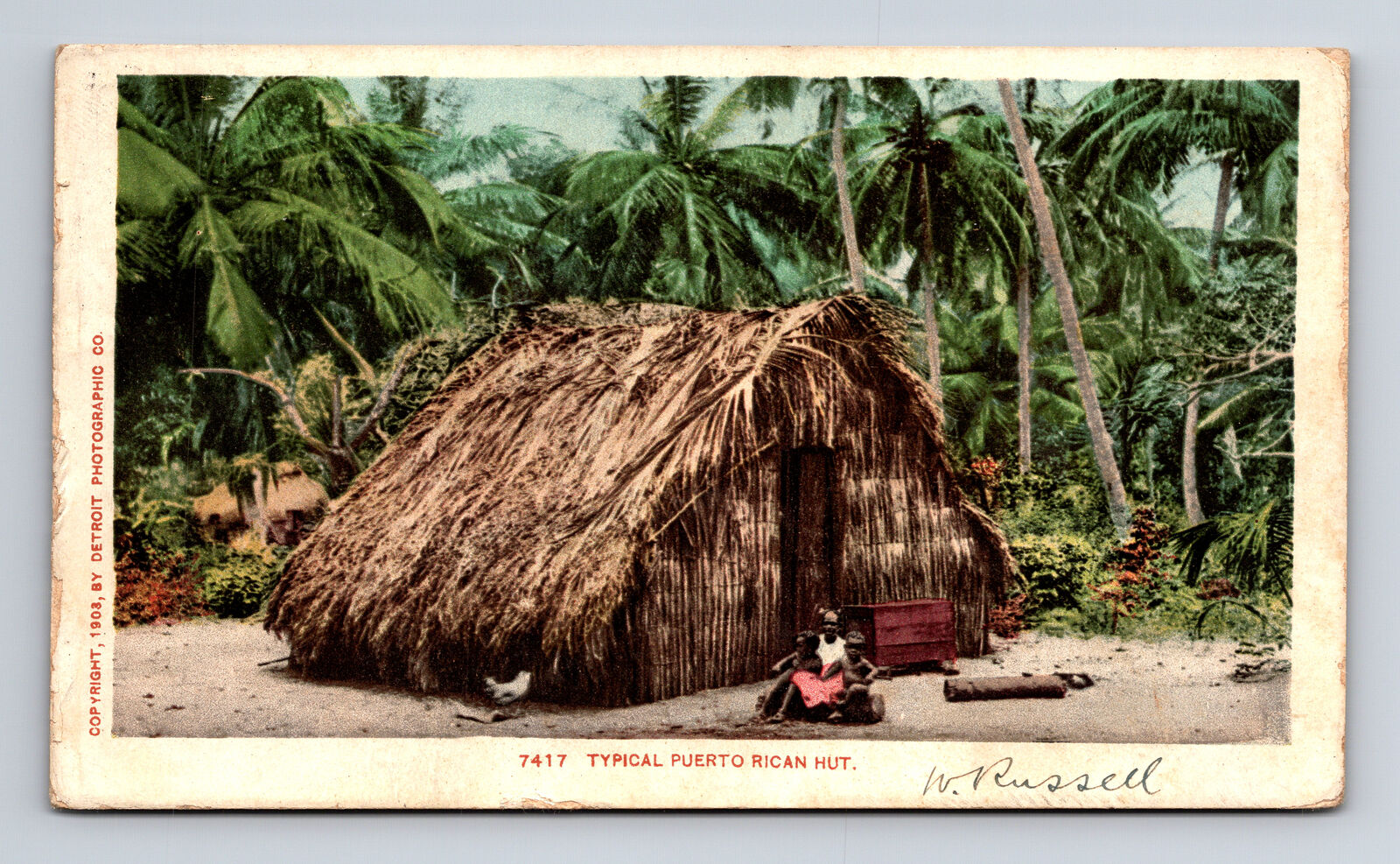 1903 Typical Puerto Rican Hut Puerto Rico Postal Cancel to NYC Postcard
