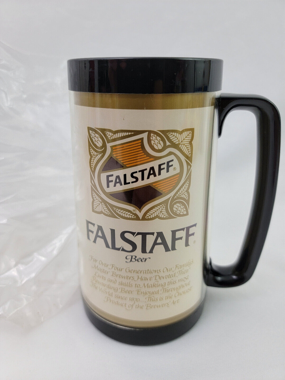 Vintage Thermo-Serv 16 Oz Insulated Plastic Mug Falstaff Beer New