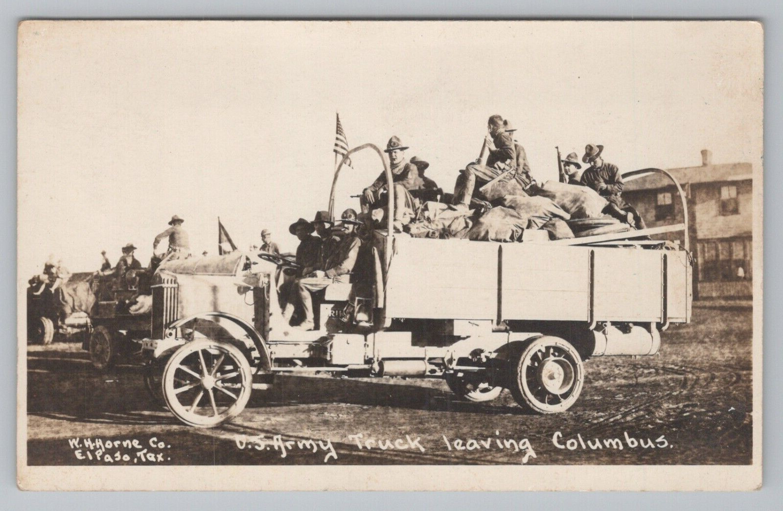 Army Truck Leaving Columbus Texas WWI Unposted RPPC card