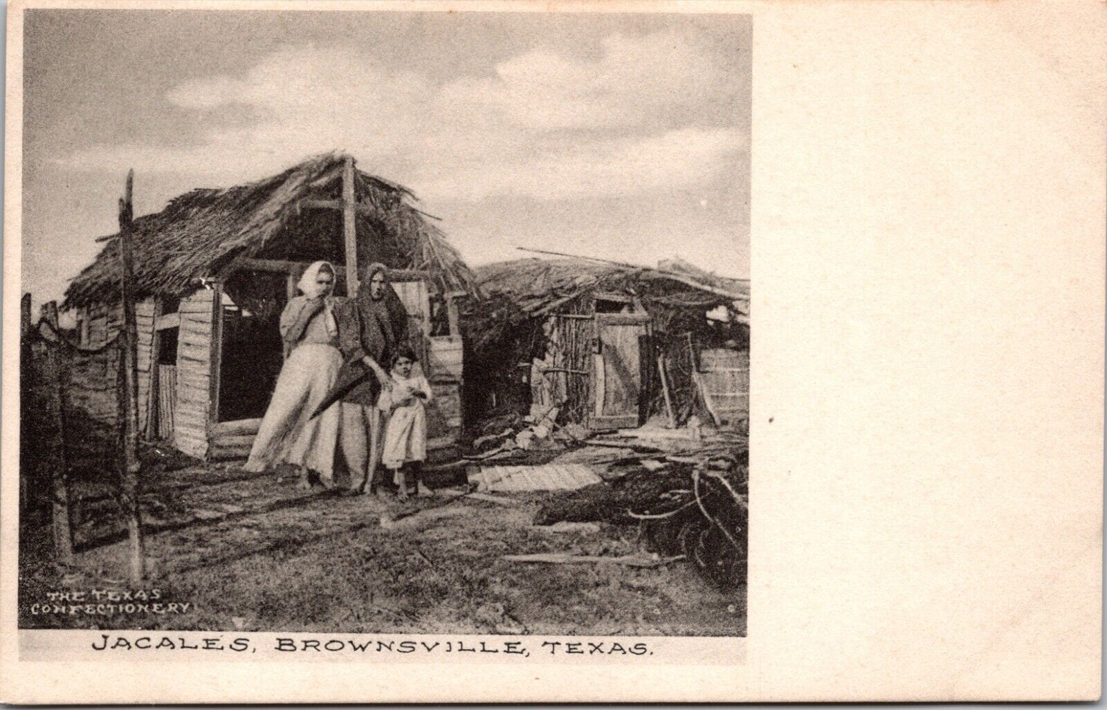 Women Child Jacales Huts Brownsville Texas TX Vintage Albertype Postcard L66