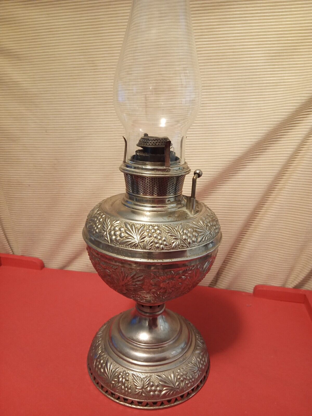 B&H Bradley Hubbard Oil Lamp Embossed 1890s Victorian Style Antique