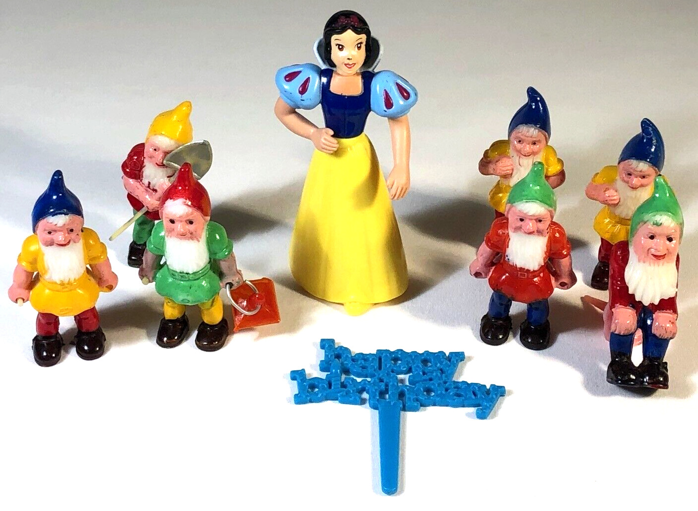 Vintage Snow White and the Seven Dwarfs Hard Plastic Cake Toppers Decoration