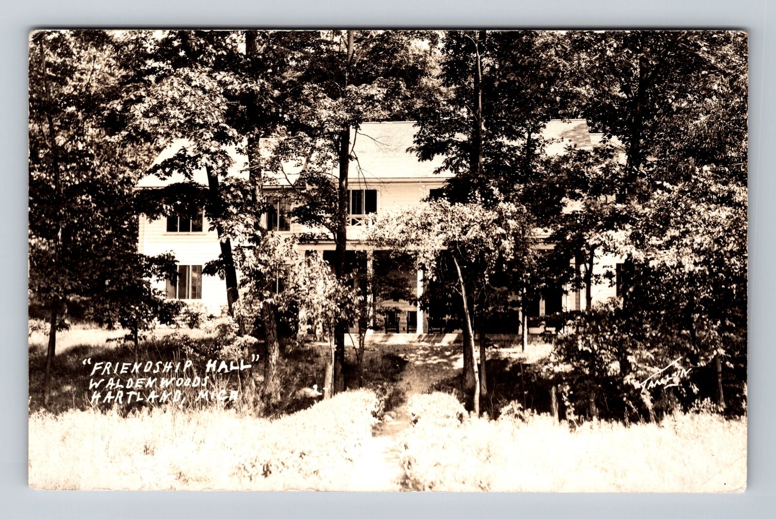 Hartland MI-Michigan, RPPC, Friendship Hall, Walden Woods Vintage c1943 Postcard
