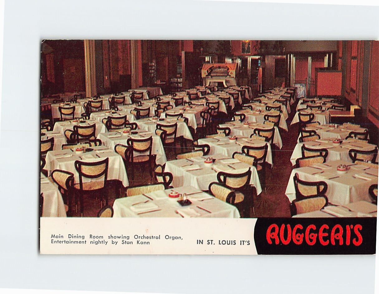 Postcard Main Dining Room Ruggeris St. Louis Missouri USA