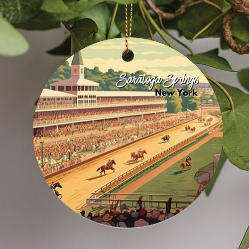 Saratoga Springs New York, Saratoga Race Course, Souvenir, Ceramic Gift Ornament