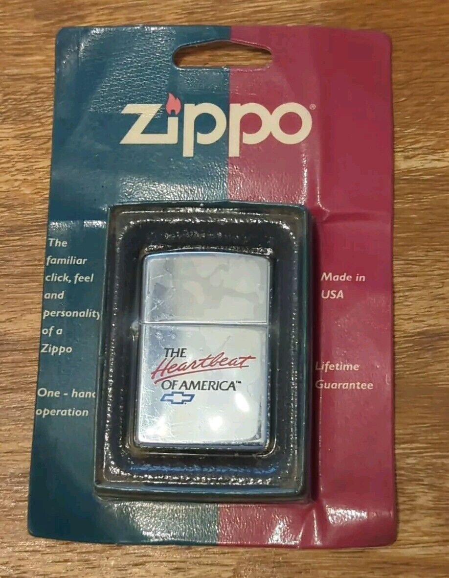 Vintage 1998 Chevy Heartbeat Of America High Polish Chrome Zippo Lighter NEW