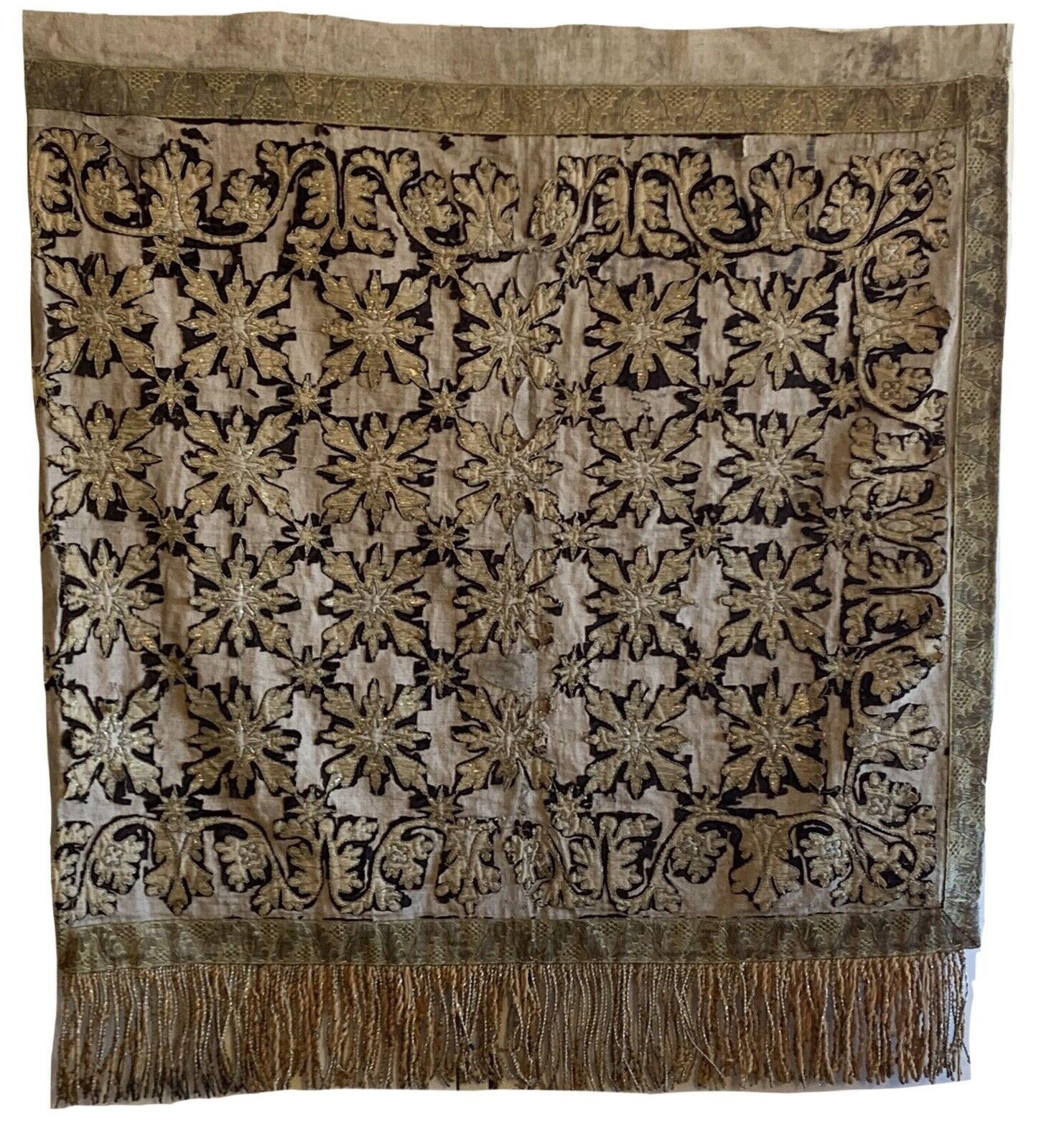 Beautiful rare 19th Cent Portuguese silk cut velvet on linen 5521