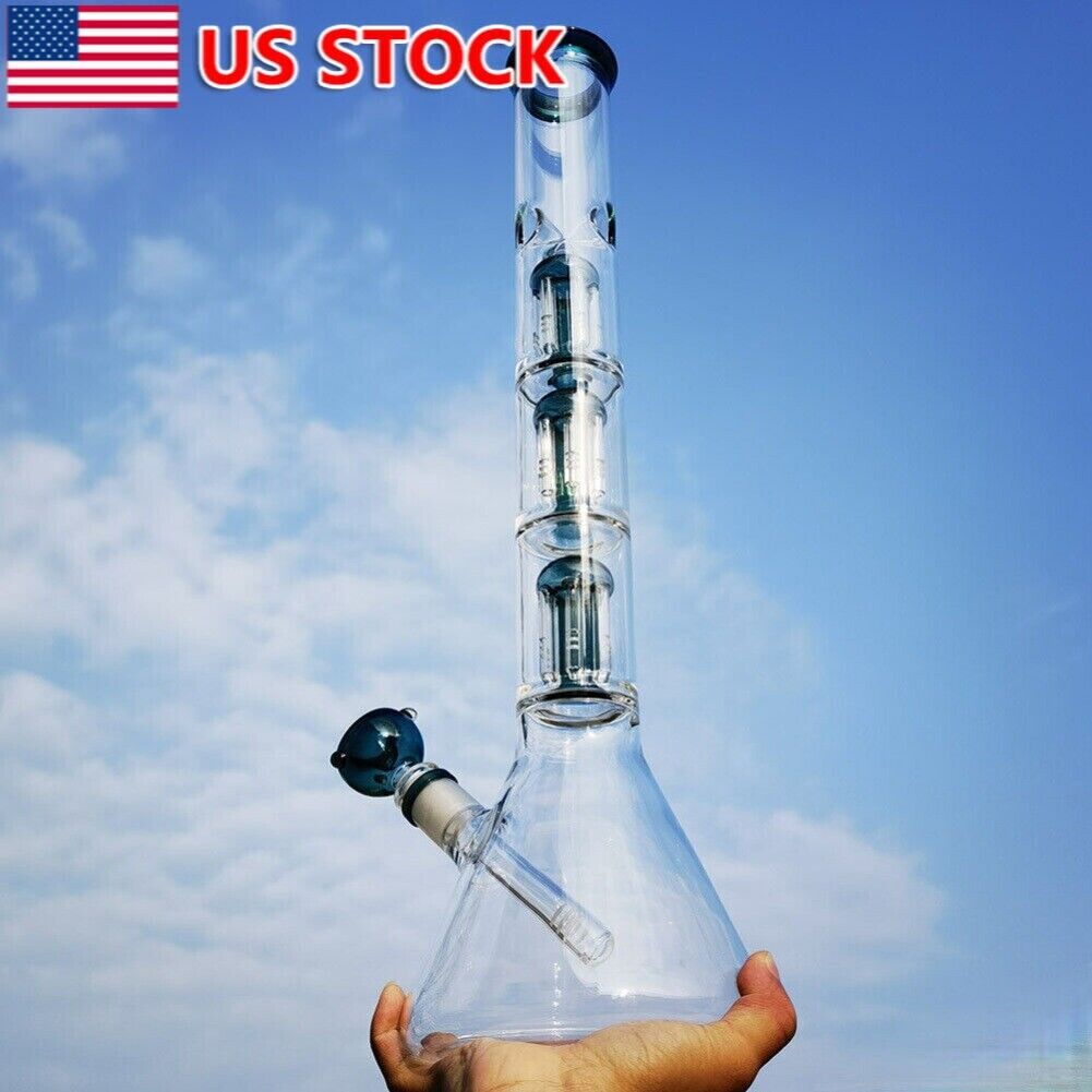 20 inch Heavy Smoking Glass Bong Hookah Water Pipe Bubbler Shisha + 14mm Bowl US