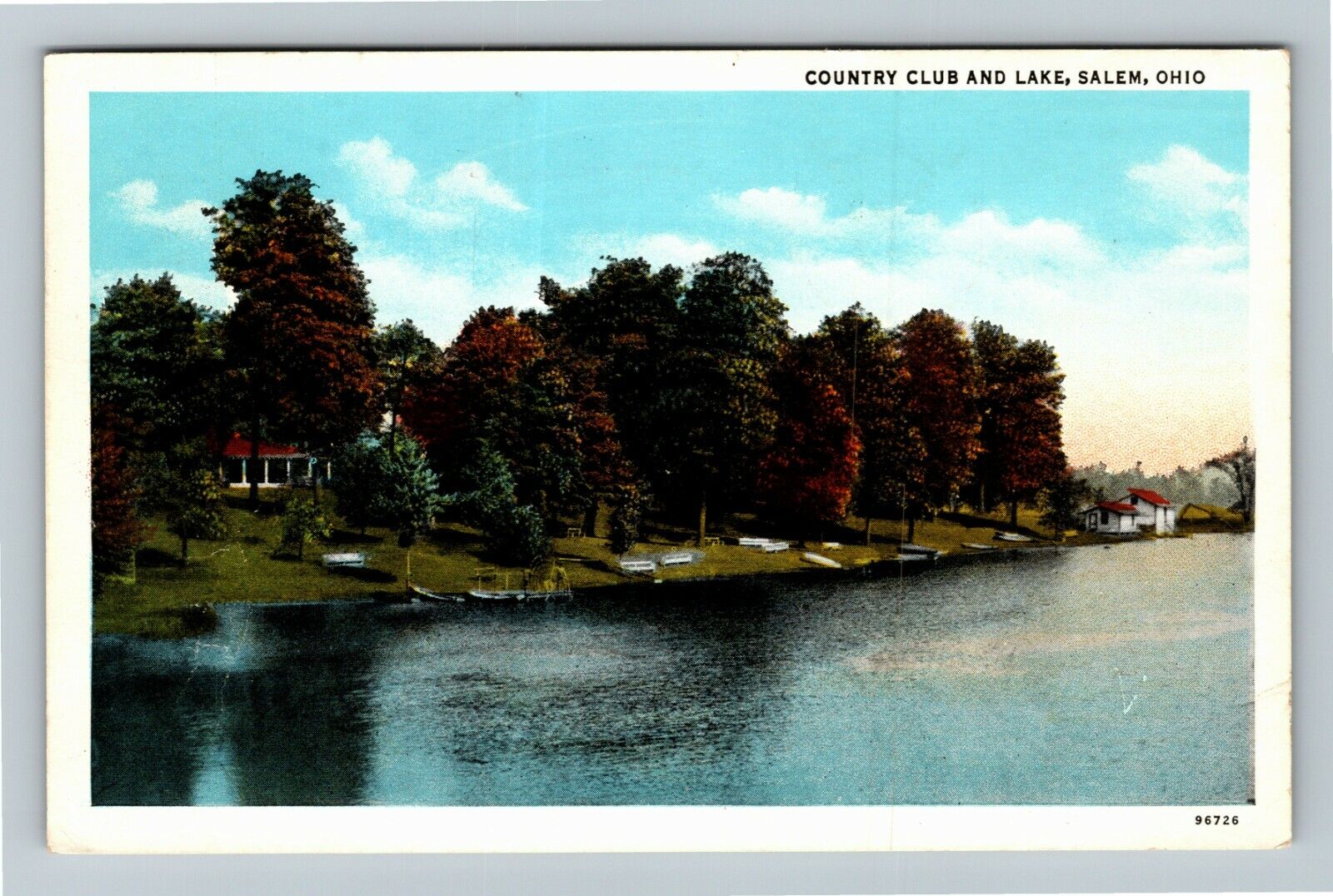 Salem OH-Ohio, Country Club And Lake, Trees and Water, c1939 Vintage Postcard