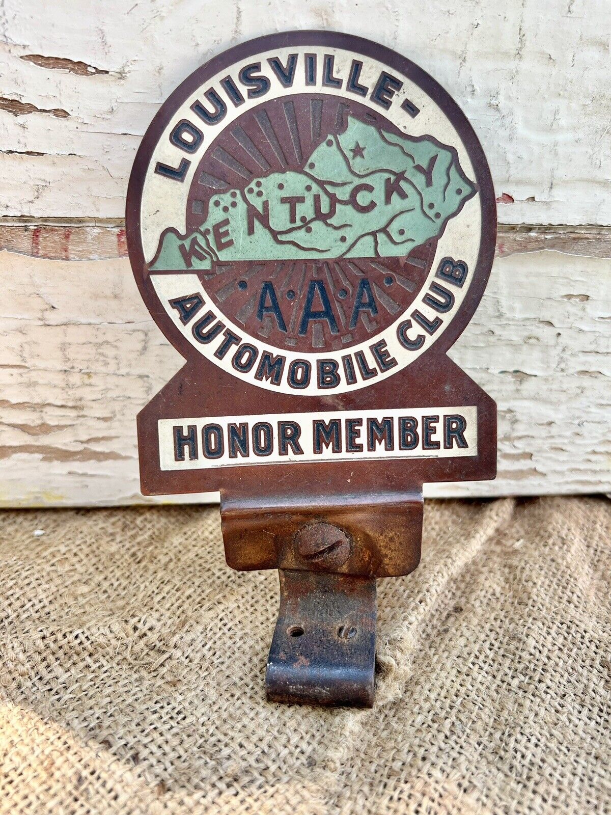 Vintage AAA Louisville Kentucky Automobile Club Honor Member License PlateTopper