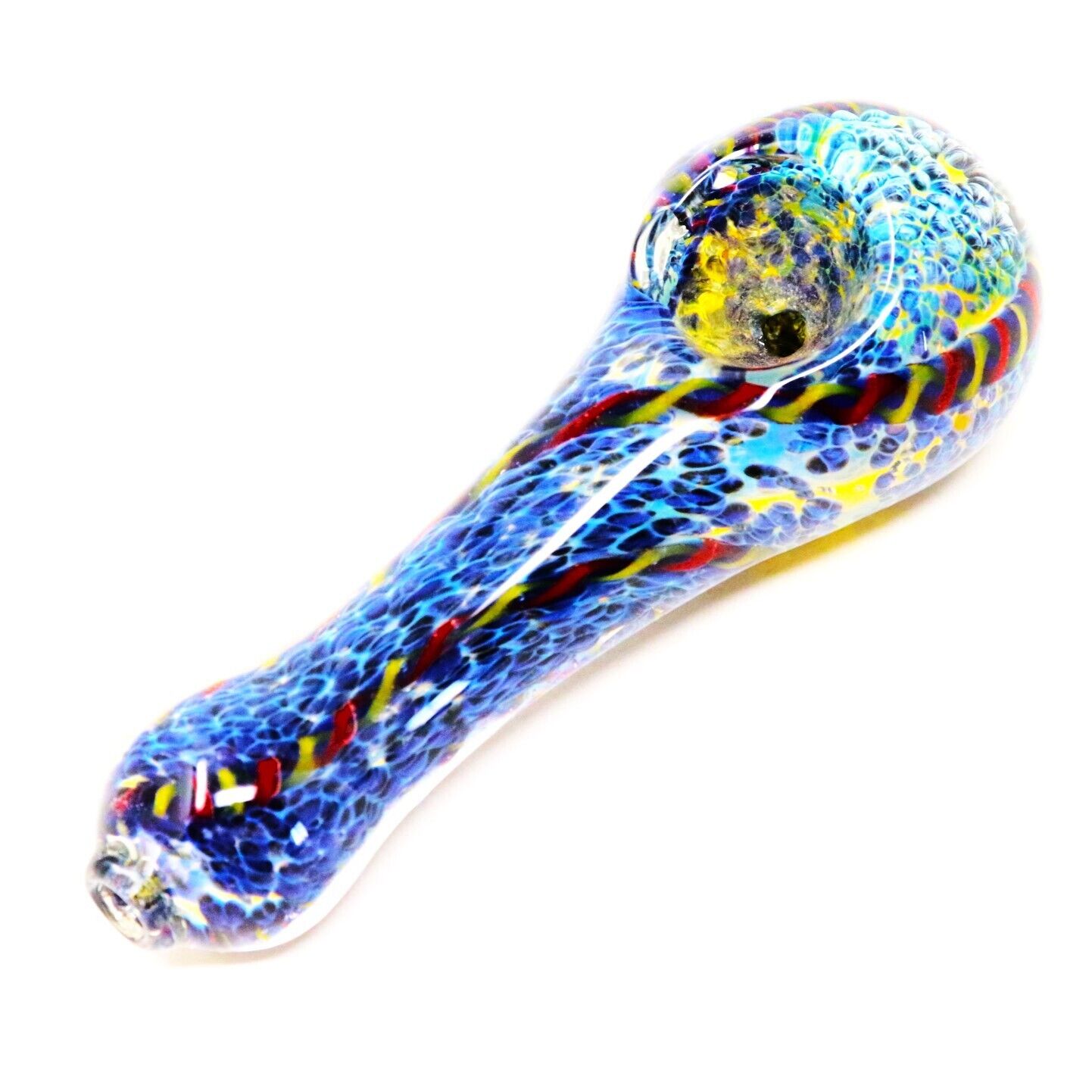 4.25'' Blue Octopus Head Ribbon Thick Durable Glass Hand Pipe THB-44