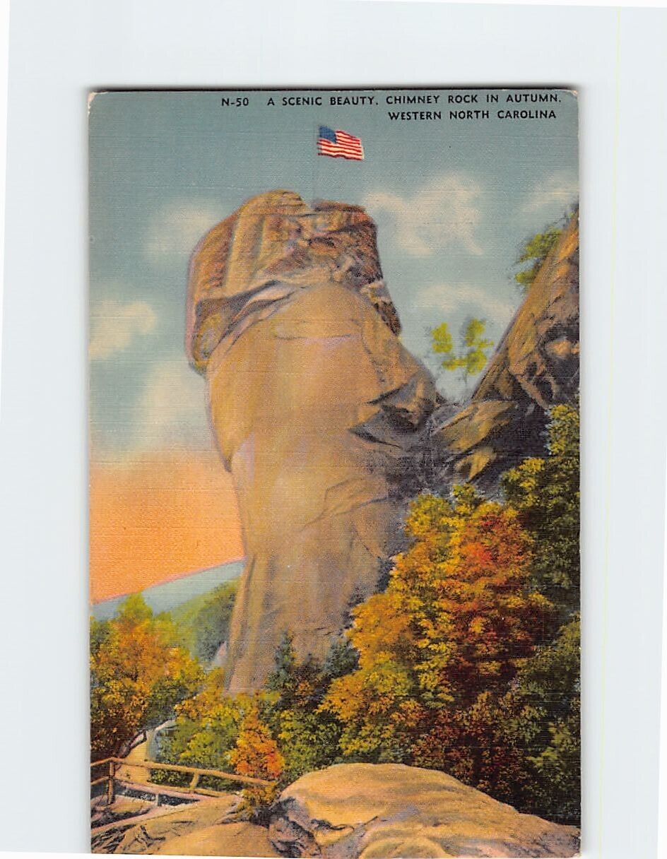 Postcard A Scenic Beauty Chimney Rock In Autumn Western North Carolina USA