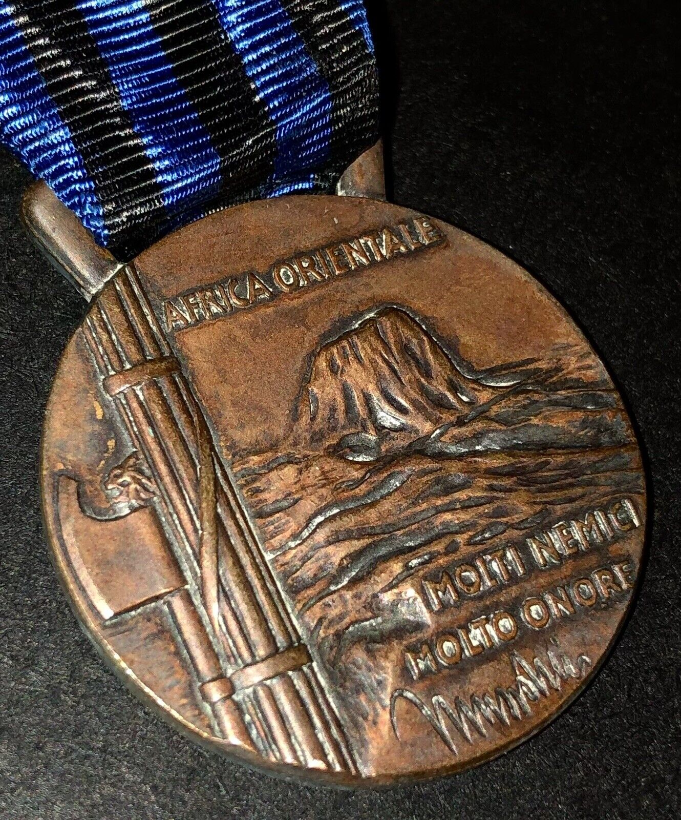 Original WW2 Italian Army Ethiopian War Uniform Medal Award Valor Insignia Badge