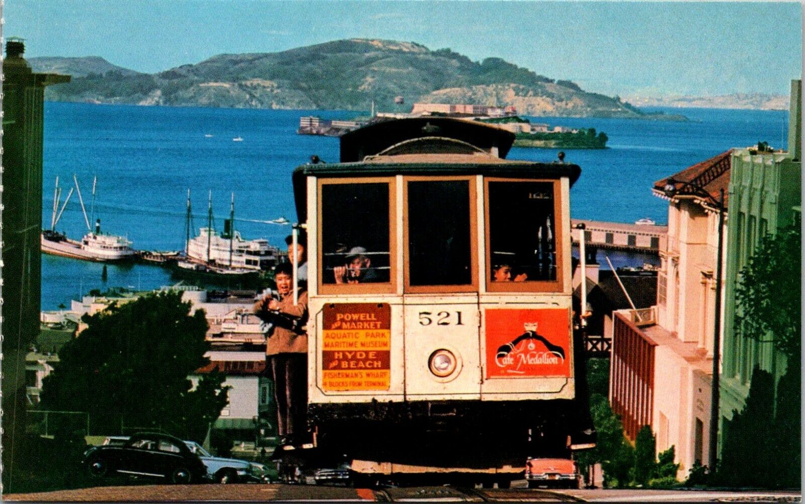 Vintage Postcard Cable Car on Hill San Francisco California CA