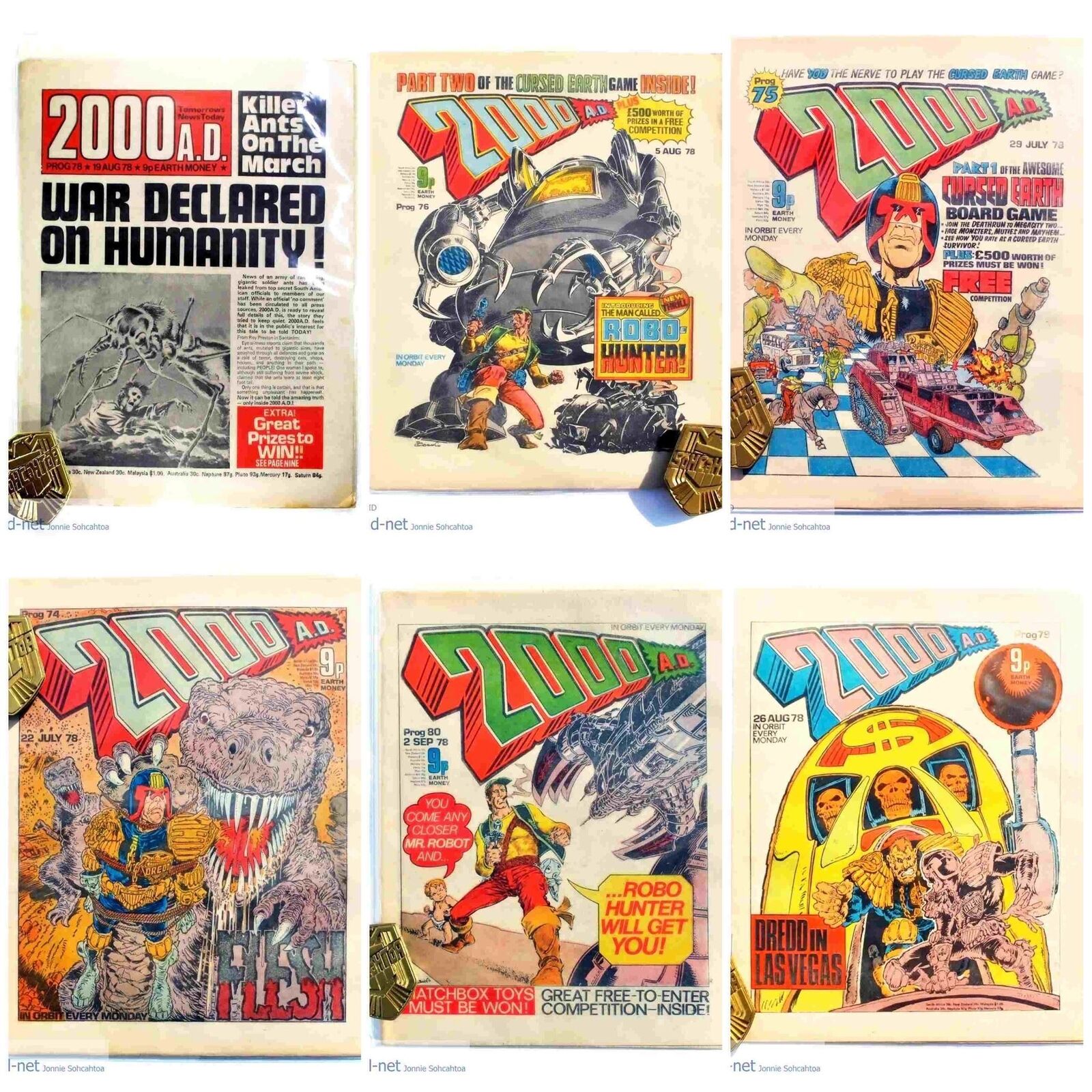 2000AD Prog 74-80 inc Banned Brian Bolland + 1st Robohunter App Comic Books 1978