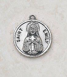 Beautiful Patron Saint Emily Sterling Medal Size .75in H comes with 18in L Chain