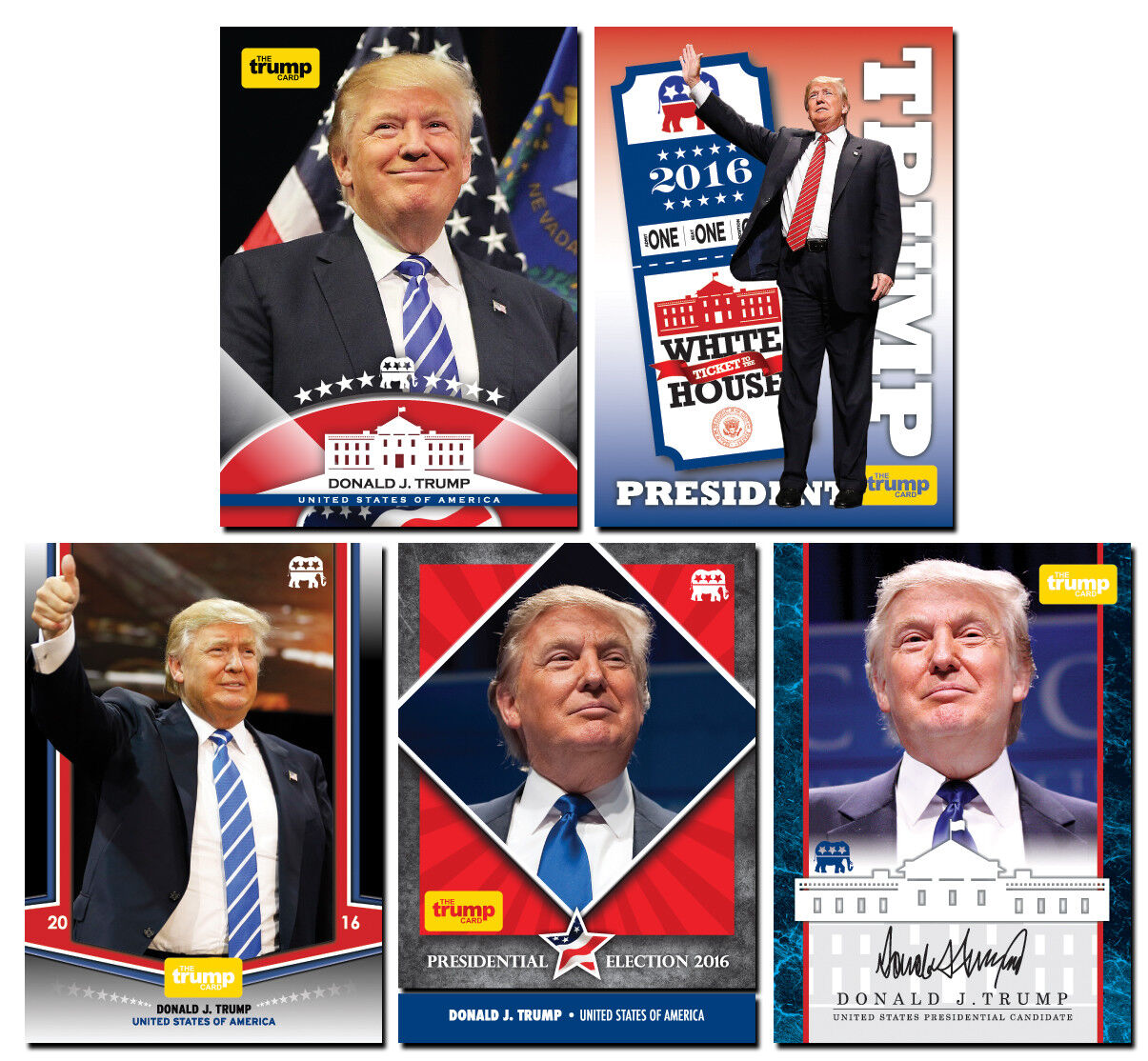 DONALD TRUMP Trading Card Set #1 - 5 2016 Presidential Candidate MAGA