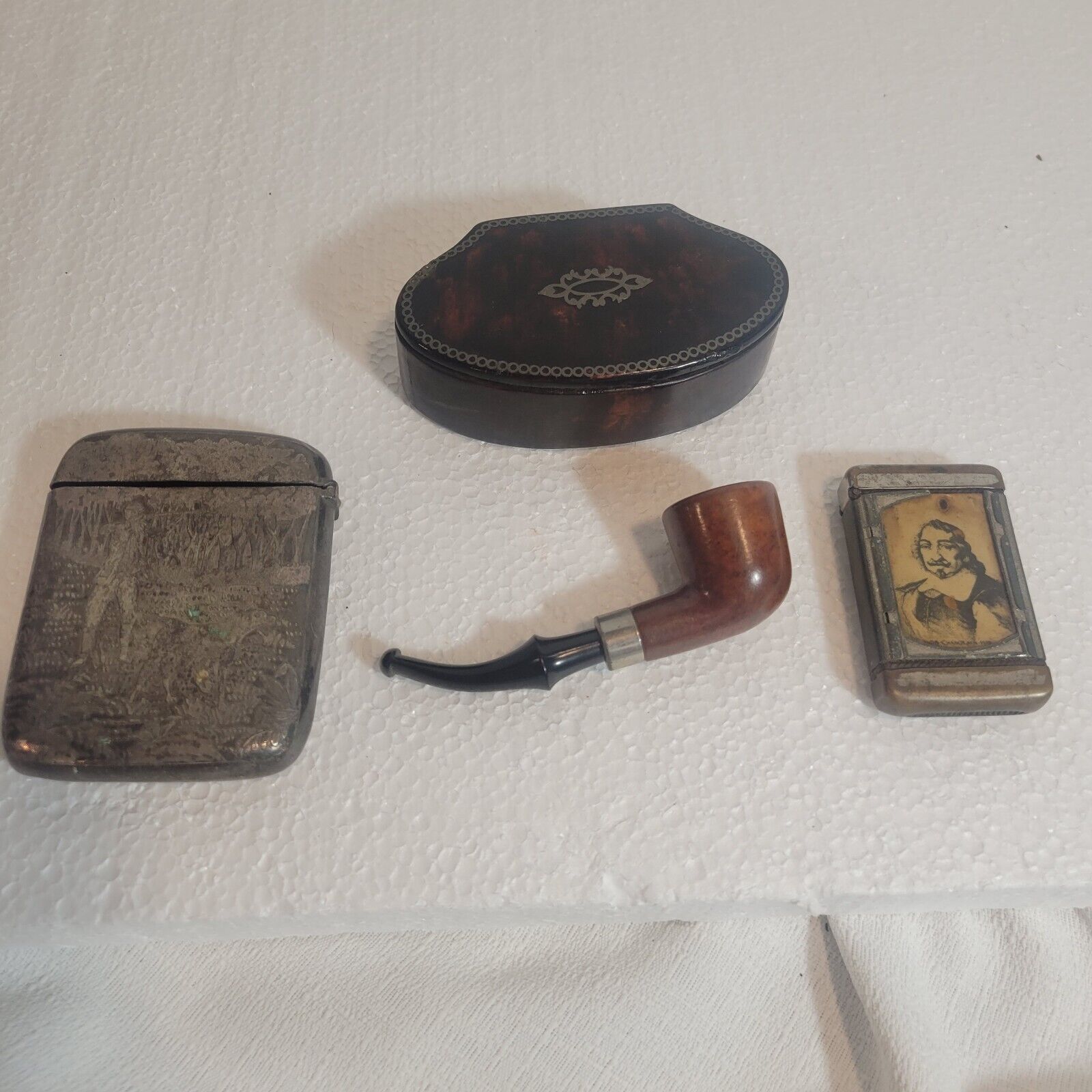 Antique Pipe + Match/Cigarette Cases Victorian Art Deco