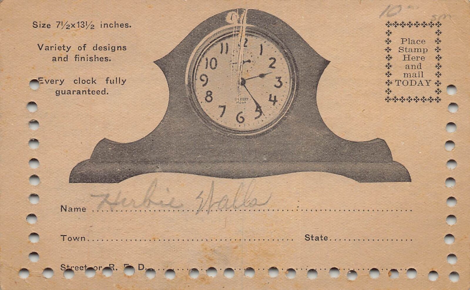 J74/ Buchanan Ohio Postcard c1930s Ellsworth Wall Clock Repair Shop Ad 53