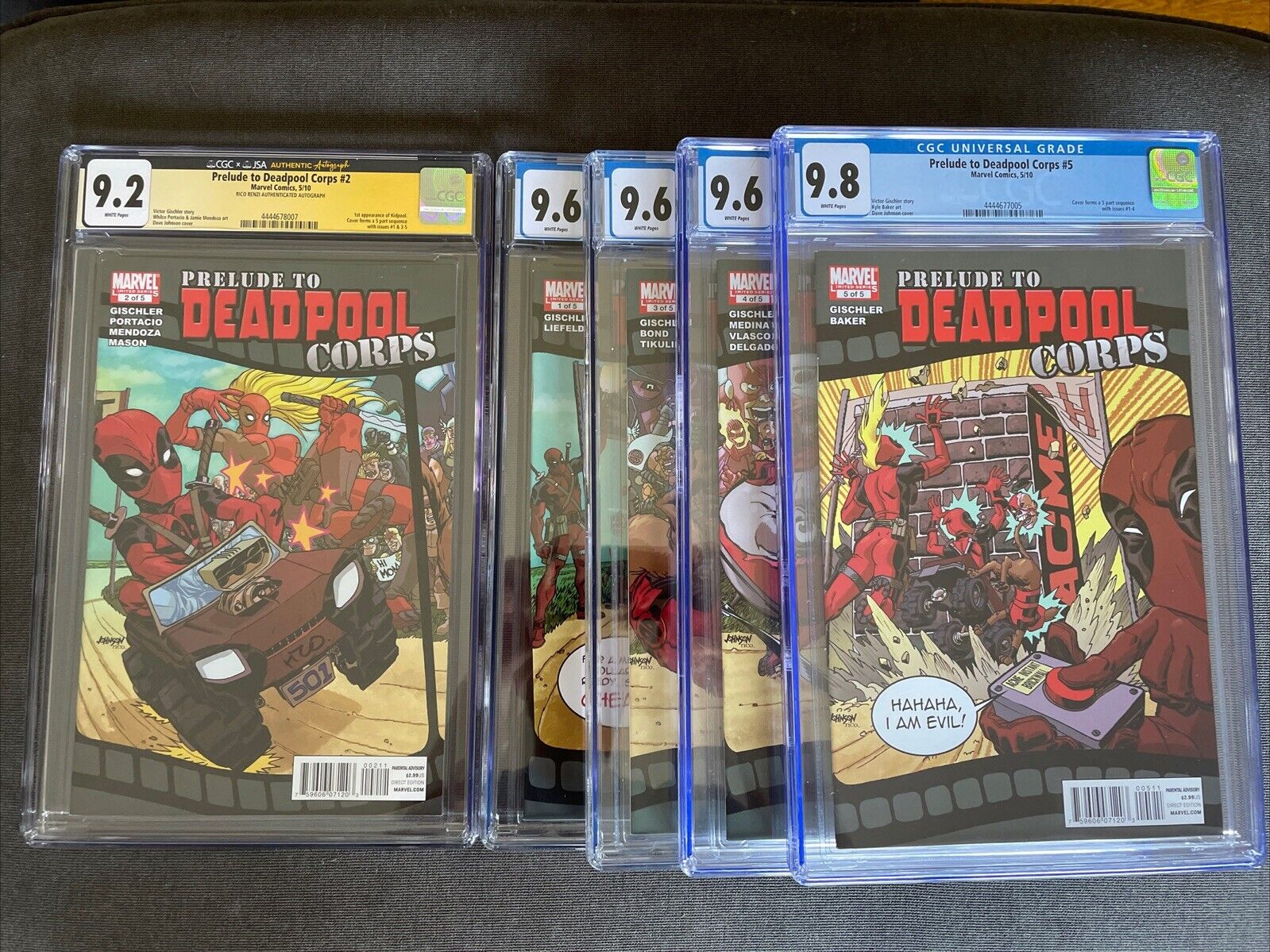 Marvel - PRELUDE TO DEADPOOL CORPS #1 #2(*SIGNED*) #3 #4 #5  - Set of CGC w/ COA