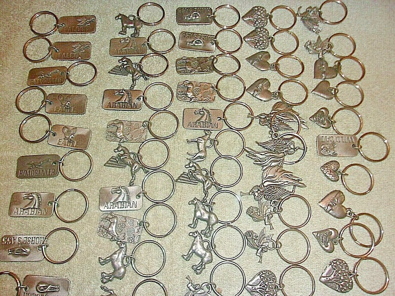 40 PIECE LOT #2 WHOLESALE PEWTER  KEYCHAINS ASSORTED PIECES NEW NEVER USED #53