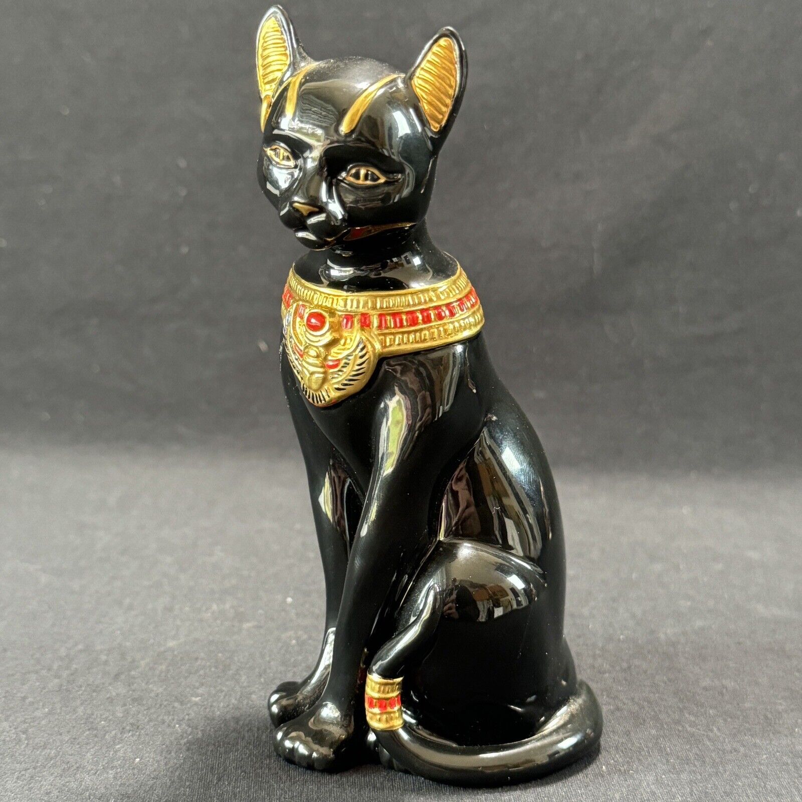 1995 Lenox Bastet Egyptian Goddess Cat Figurine Black and Gold