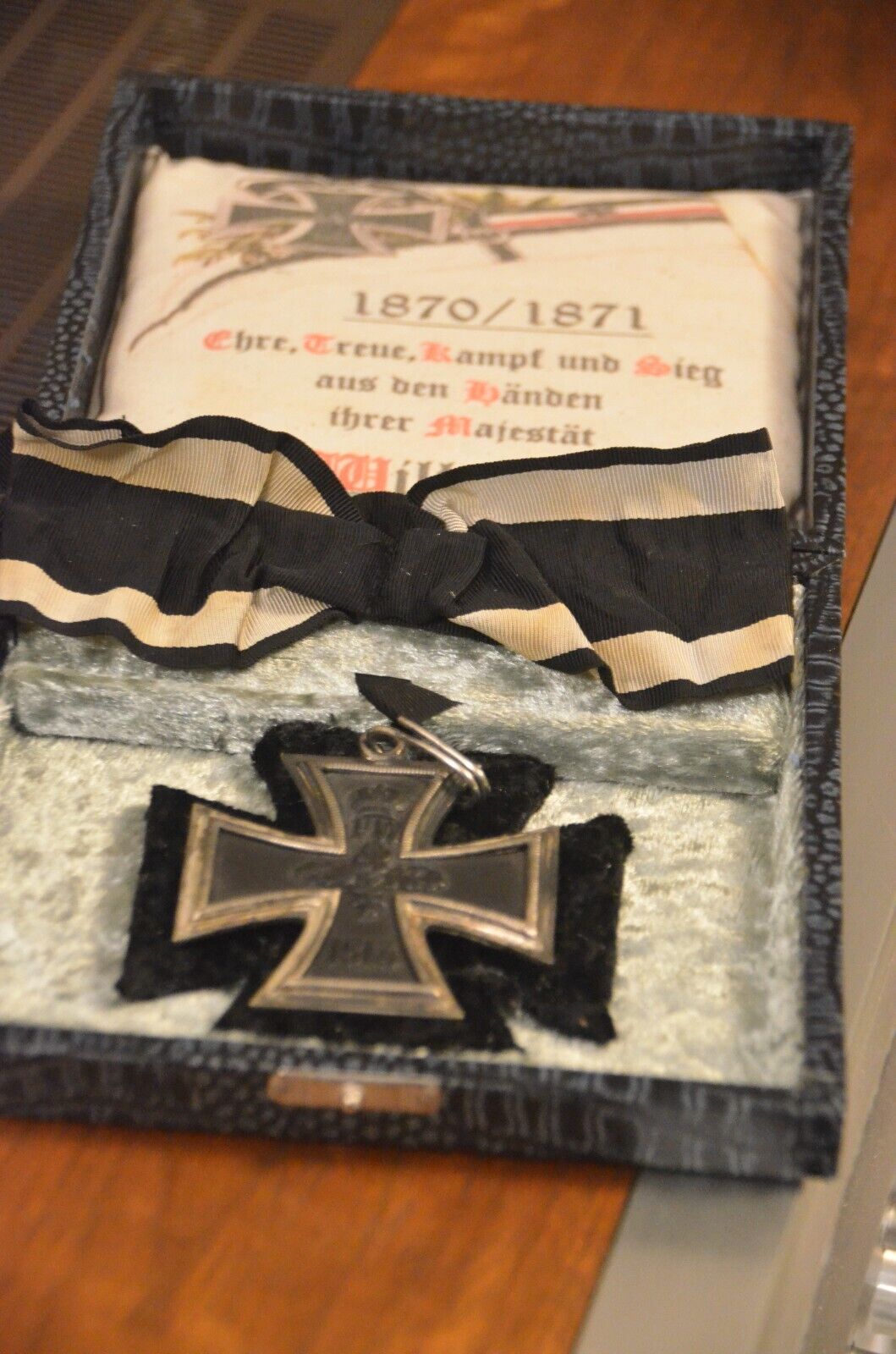 EXTREMELY RARE VINTAGE 1870 GRAND CROSS OF THE IRON CROSS WITH RIBBON HALLMARKED
