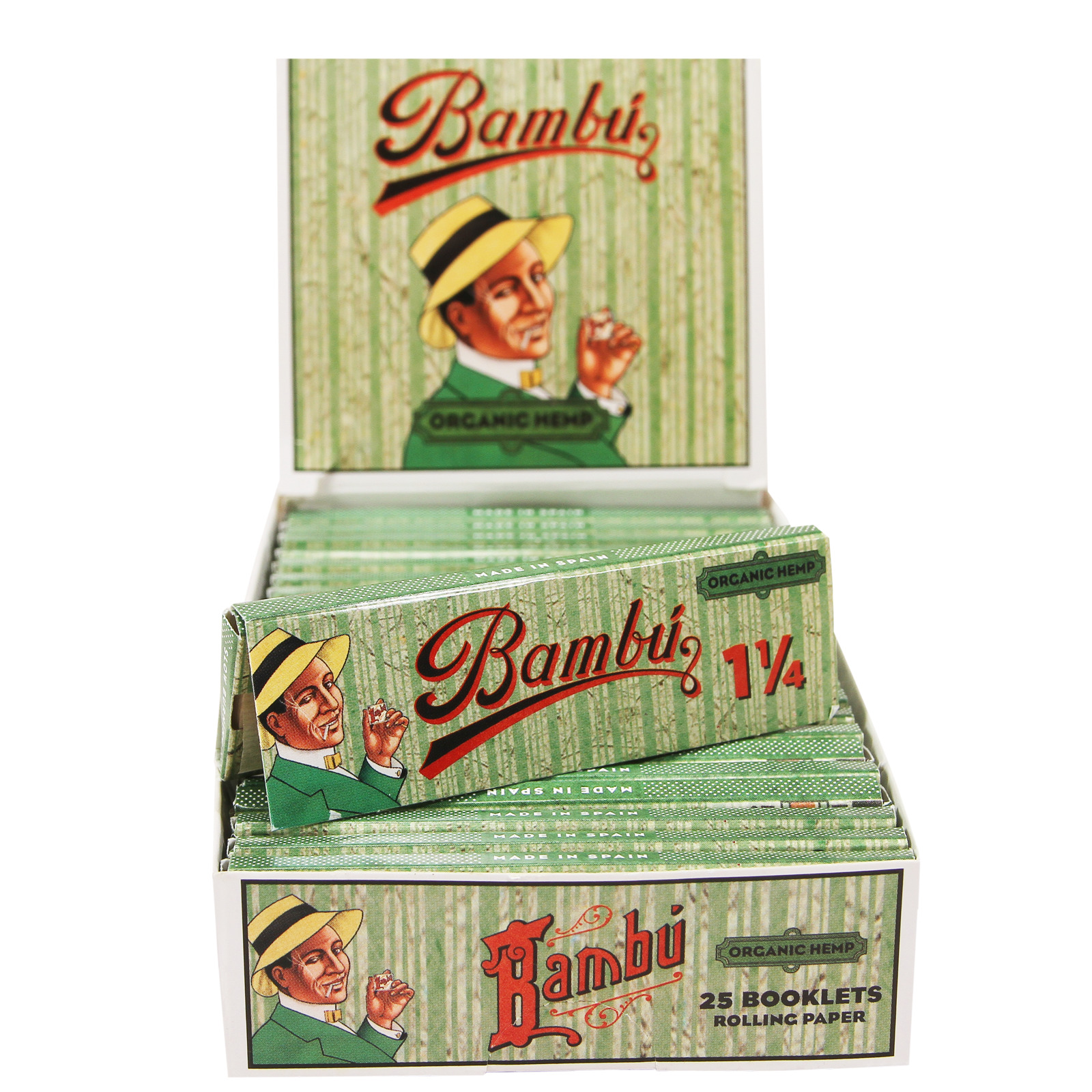 Full Sealed Box of Bambu Organic Hemp Cigarette Rolling Papers 1 1/4 /25 Booklet