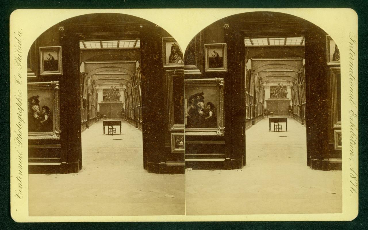 b217, Centennial Photo. Stereoview, # -, Memorial Hall - Artwork & Doorway