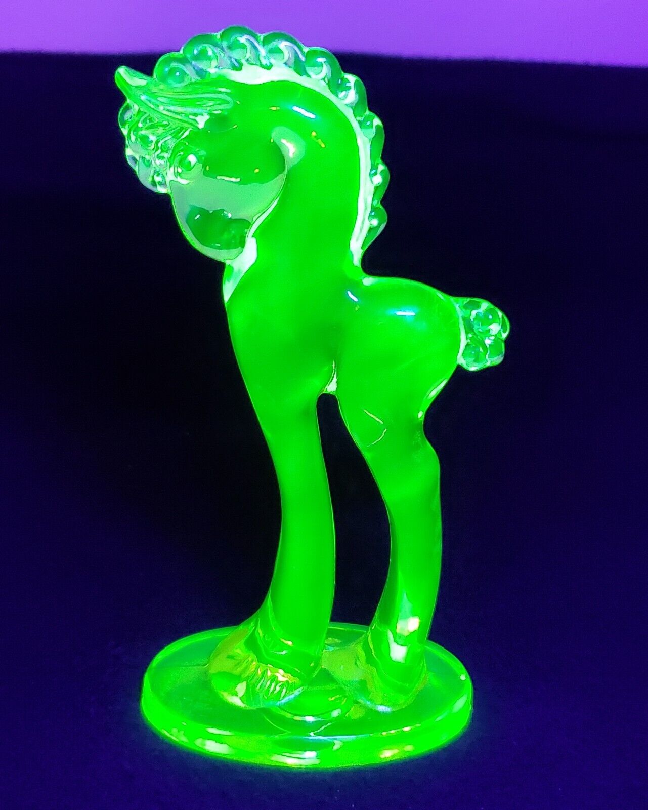 Vintage Vaseline Glass Mosser 5.5 in standing Pony Horse Figurine