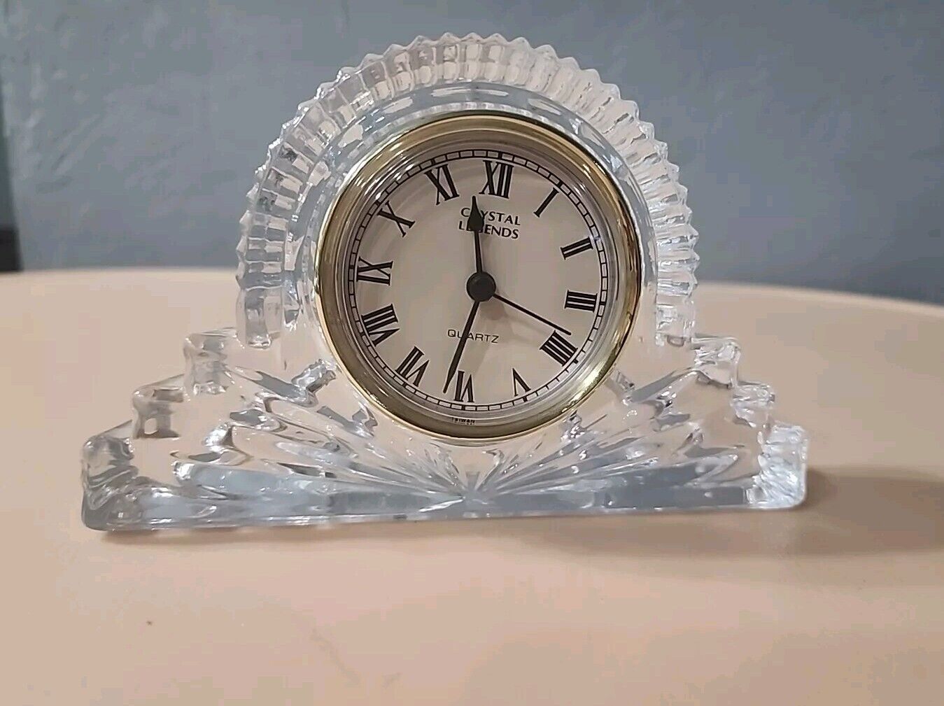 Vintage Godinger Crystal Legends Hand Crafted 24% Lead Crystal Mantle Clock 6\