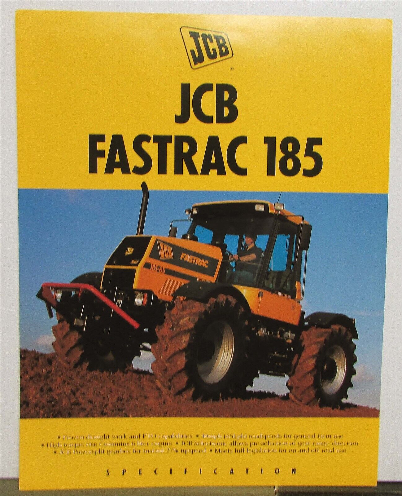 1990s JCB Fastrac 185 Tractor Specifications Agricultural Sales Folder