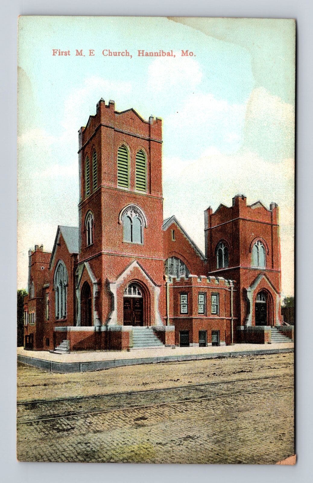 Hannibal MO-Missouri, First ME Church, Religion, Antique, Vintage Postcard