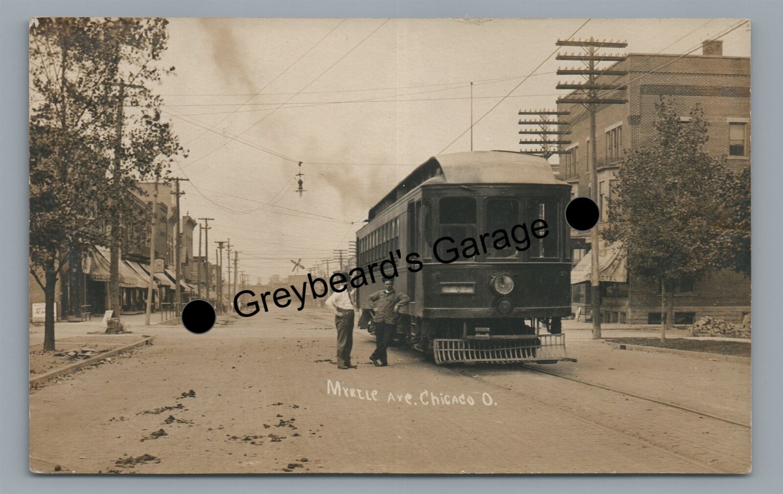 RPPC Trolley on Myrtle Avenue CHICAGO OH Ohio Vintage Real Photo Postcard