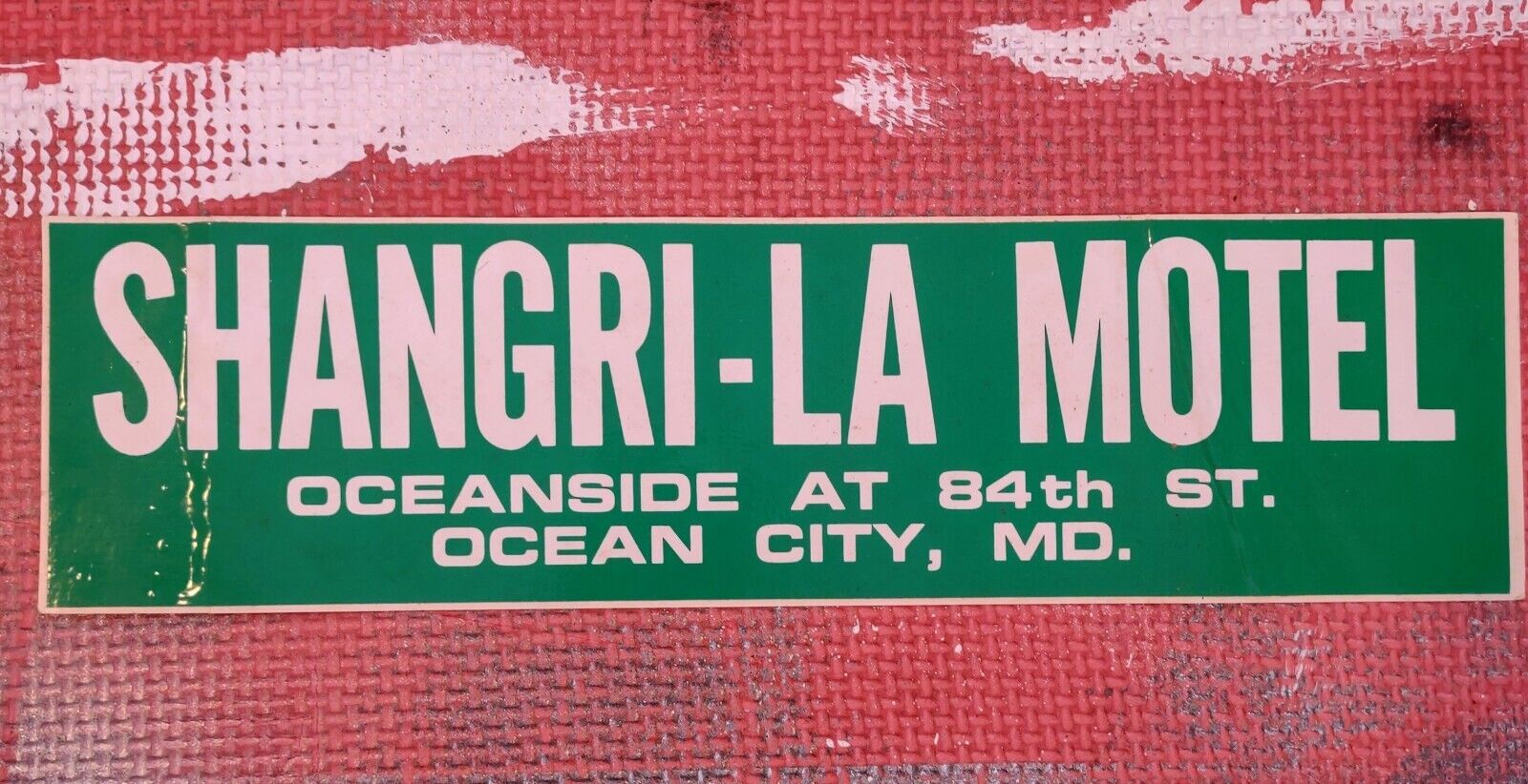 Vintage 1980s Shangri-La Motel , Ocean City , MD. Bumper Sticker