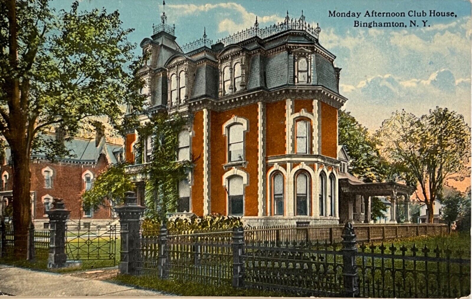 Binghamton New York Monday Afternoon Club Mansion Antique Postcard c1910