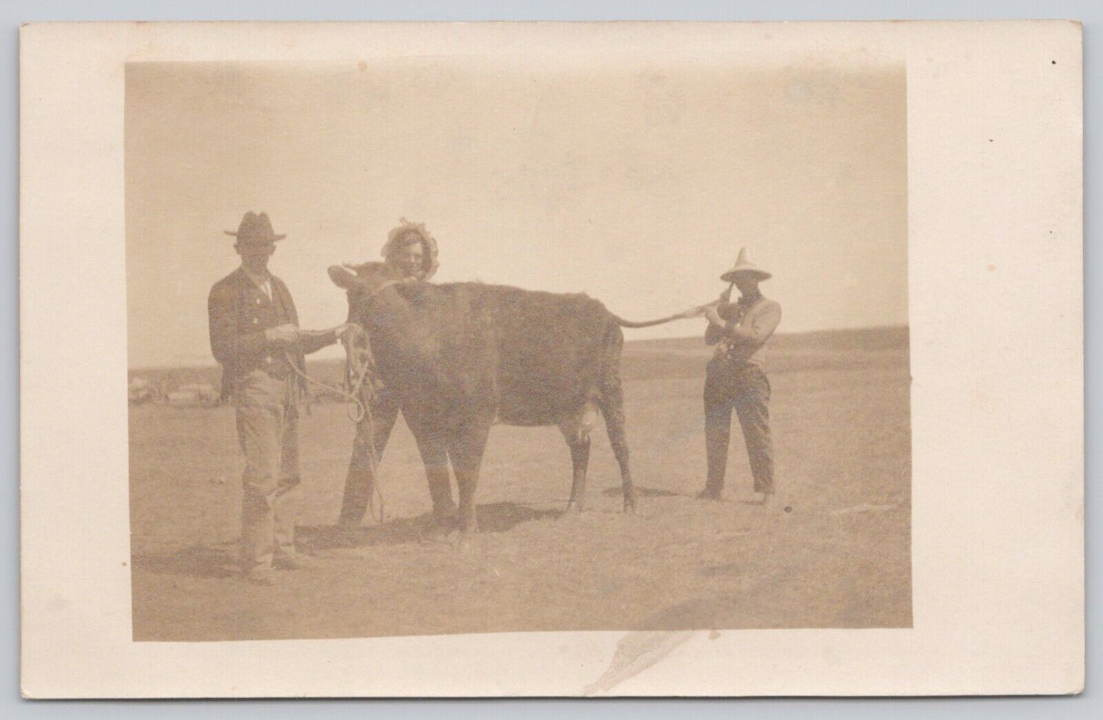 Real Photo Postcard Western Cowboy Cattle Rustler On Ranch Vintage RPPC 1800's