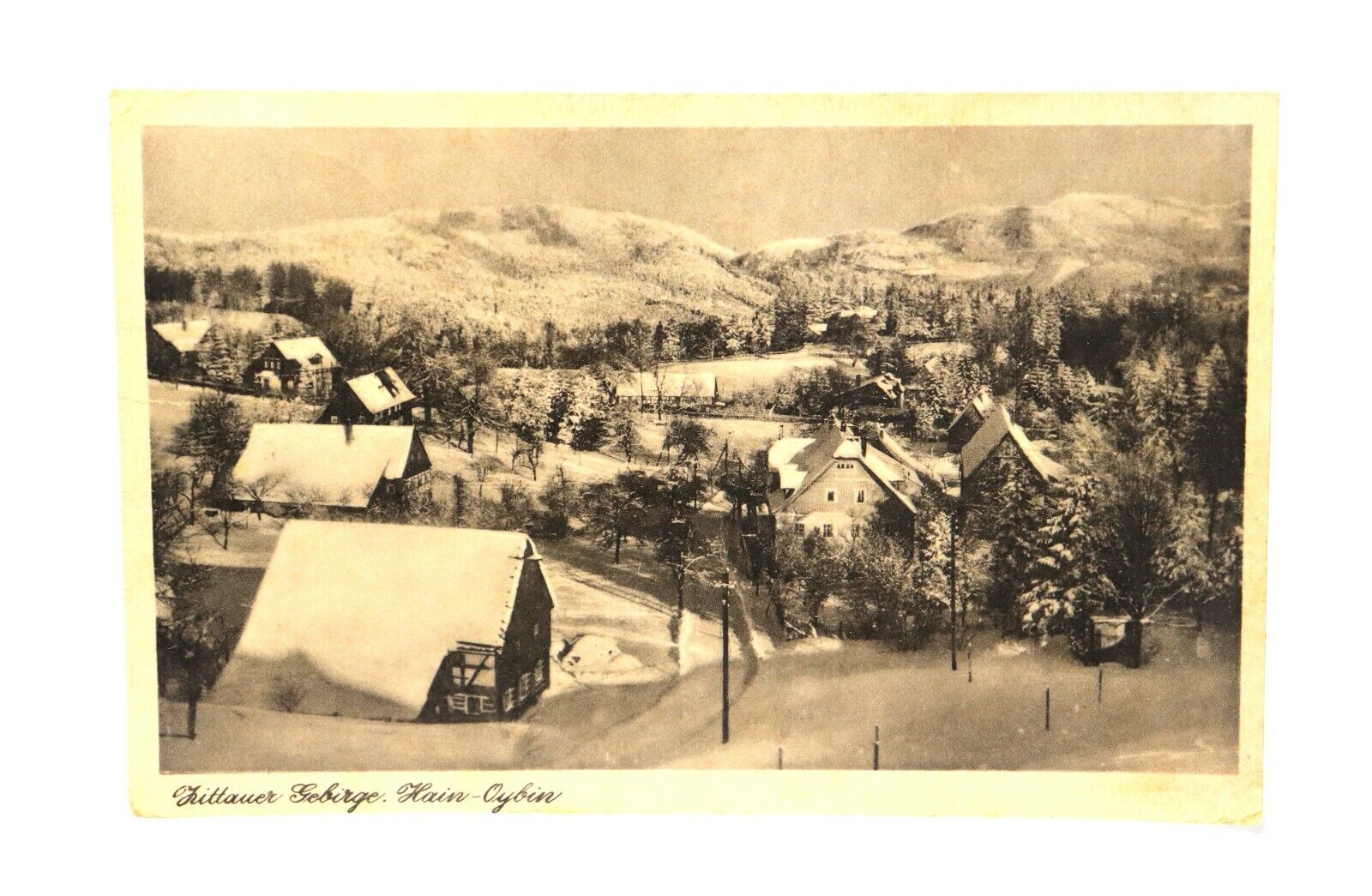 Antique 1915 RPPC Postcard Winter in Zittauer Gebirge Ortsteil Hain Kurort Oybin