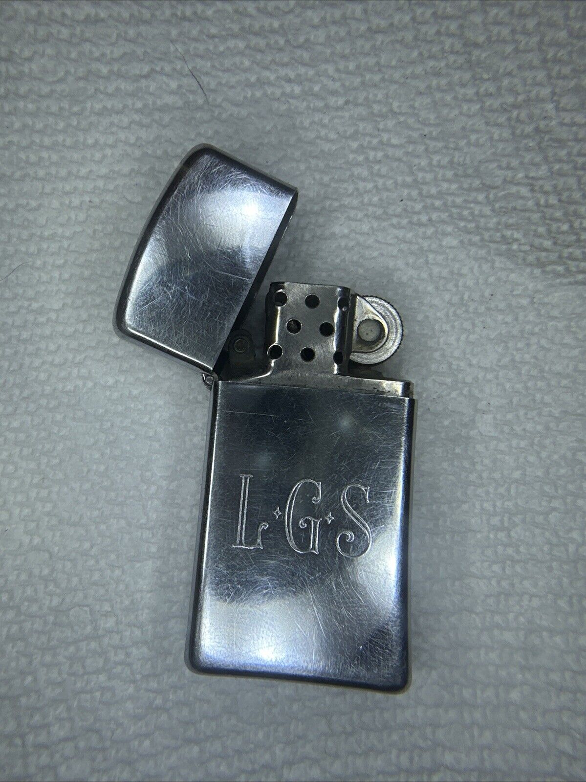 ZIPPO Oil Lighter Vintage 1970s-1980s  Silver Marked And Monogram