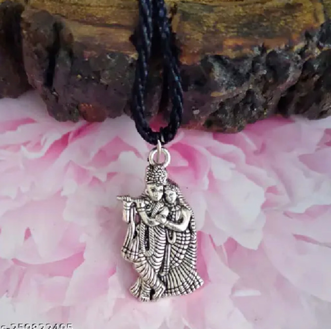 Shri Radha Krishna Idol Pendant Necklace Chain gift for Proposal, Engagement