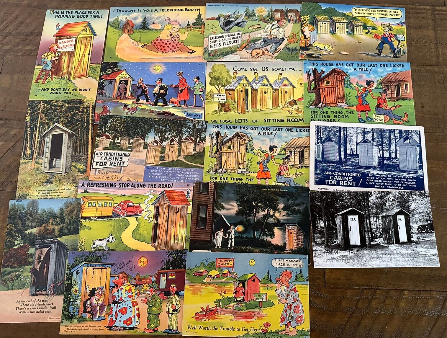 Lot of 17 OUTHOUSE~ Comic Funny Humor vintage Postcards~k604